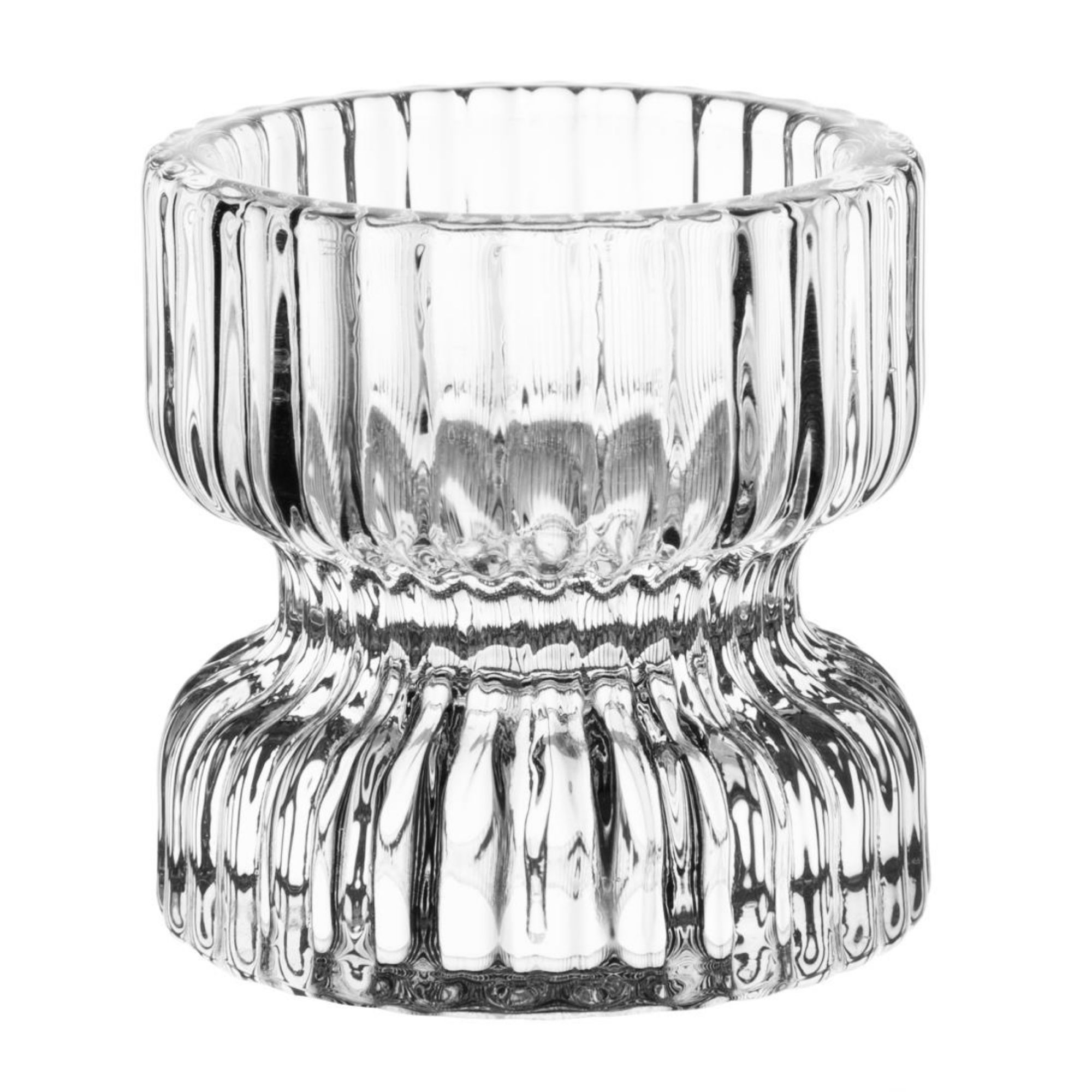 Picture of Olympia Ridged Glass Tealight/Candle Holders 52x52mm (6 Pack) - HZ331