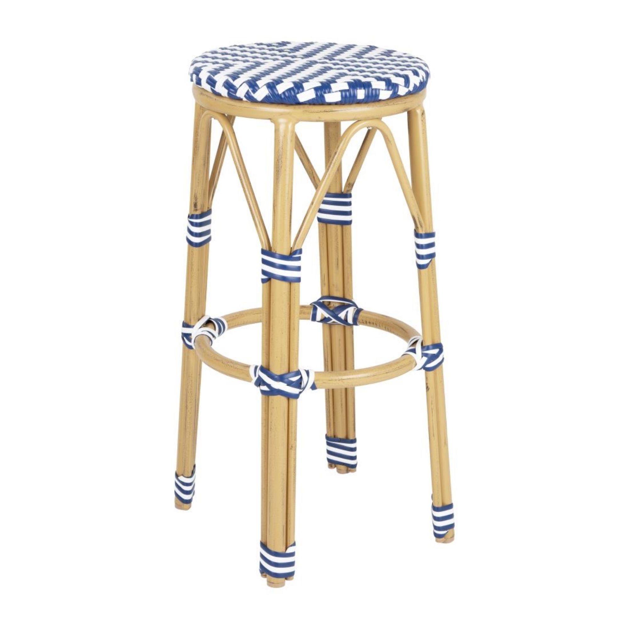 Picture of Bolero Parisian Style PE Rattan Bar Stools Blue (2 Pack) - HZ145