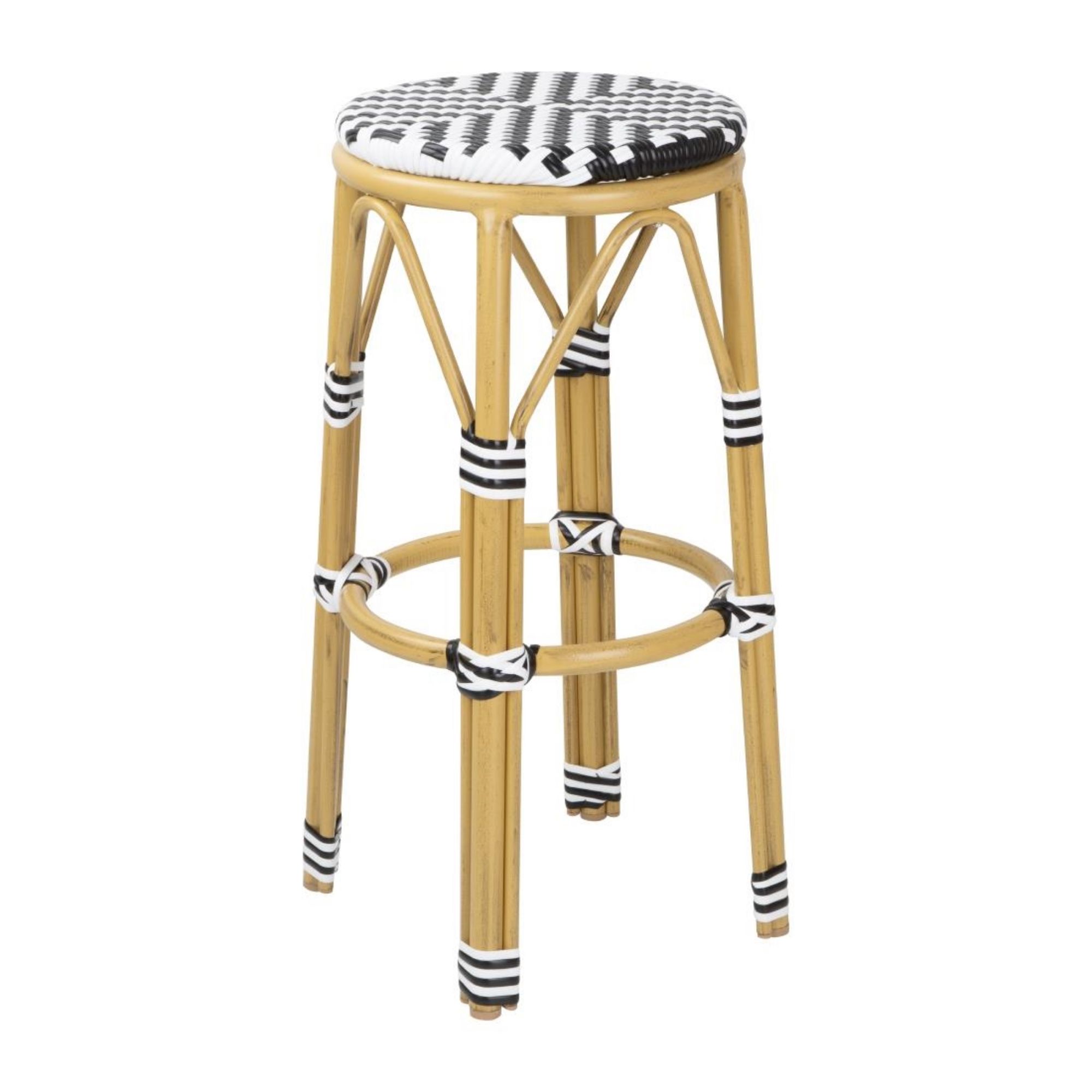 Picture of Bolero Parisian Style PE Rattan Bar Stools Black  (2 Pack) - HZ144