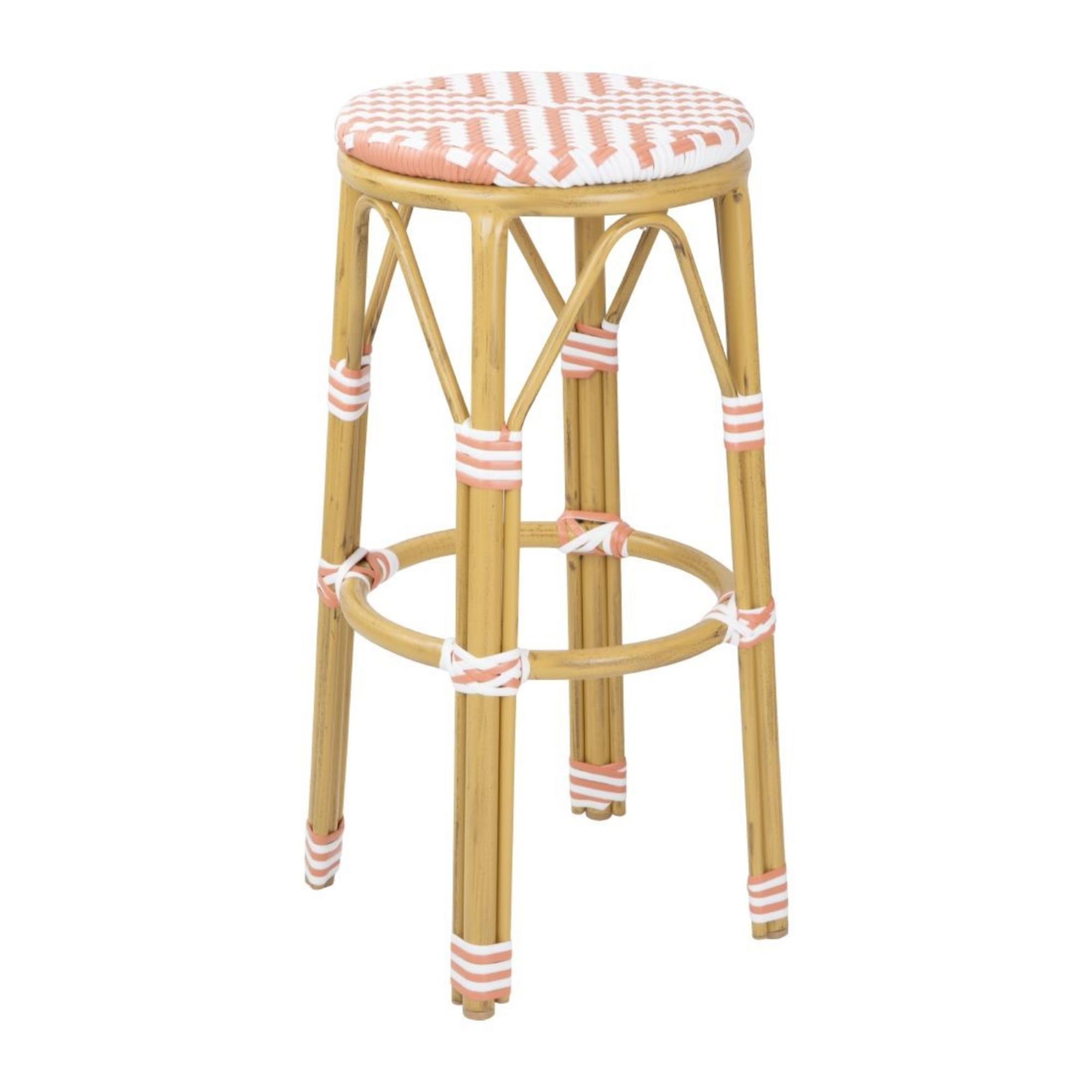 Picture of Bolero Parisian Style PE Rattan Bar Stools Coral (2 Pack) - HZ143