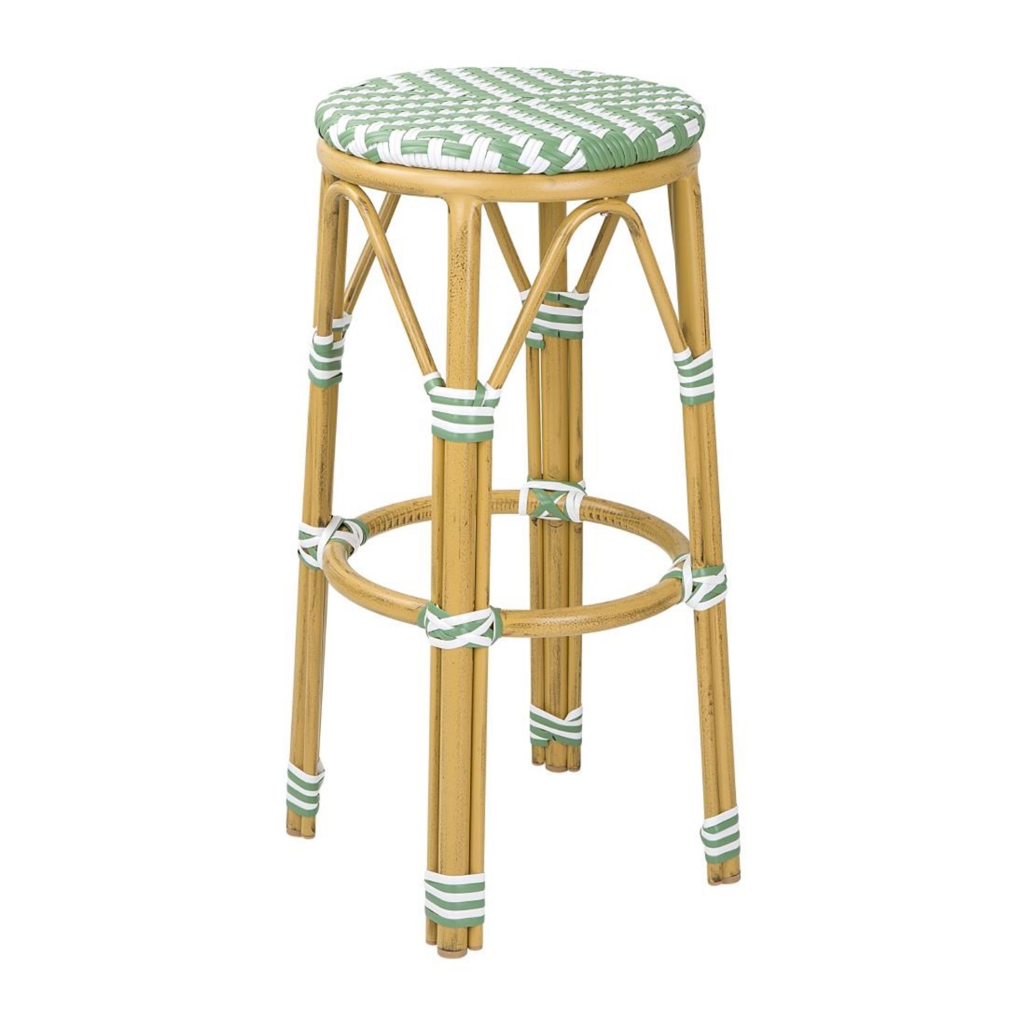 Picture of Bolero Parisian Style PE Rattan Bar Stools Light Green (2 Pack) - HZ142