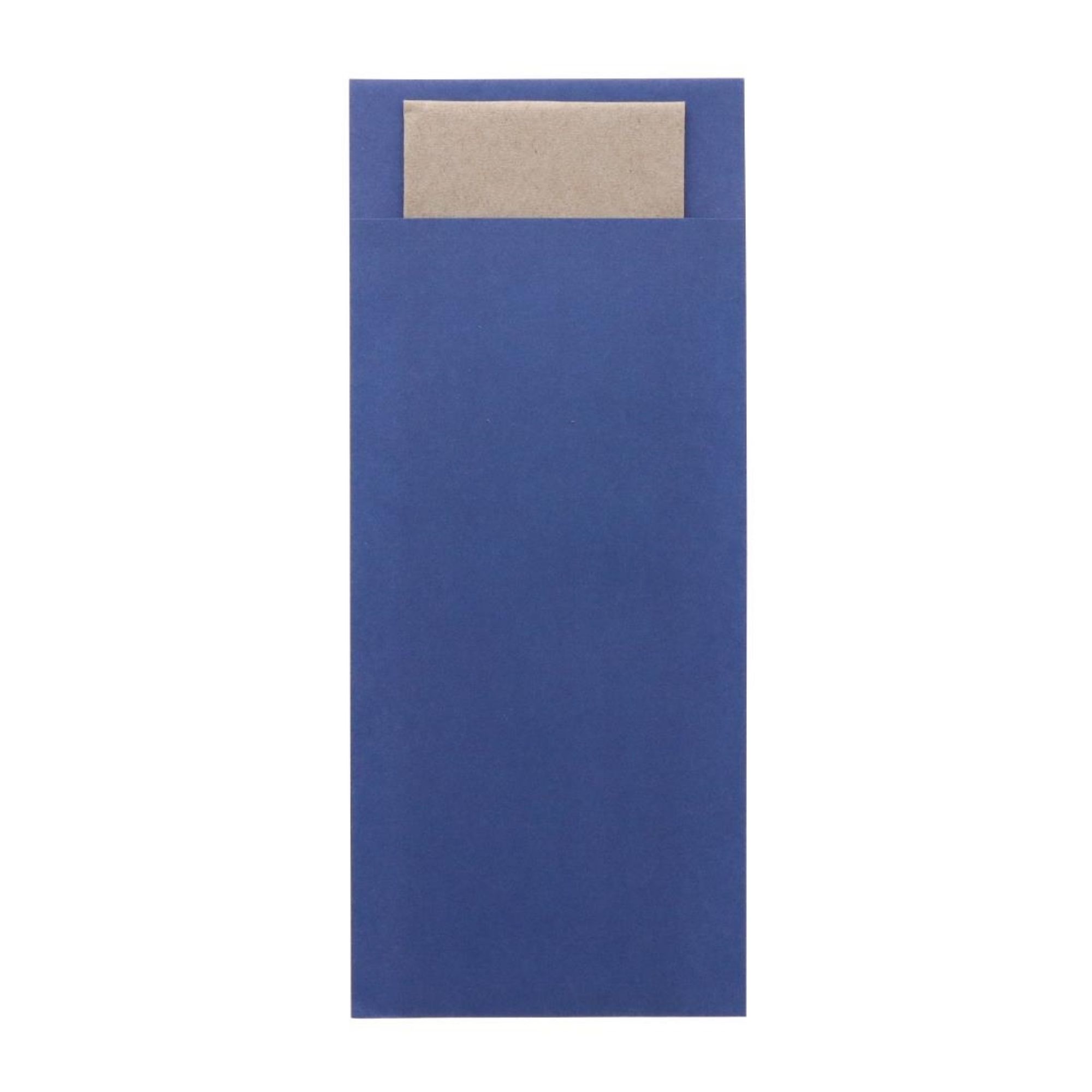 Picture of Europochette Classic Size Marine Blue Cutlery Pouch with Kraft 2ply Napkin (500 pack) - HX976