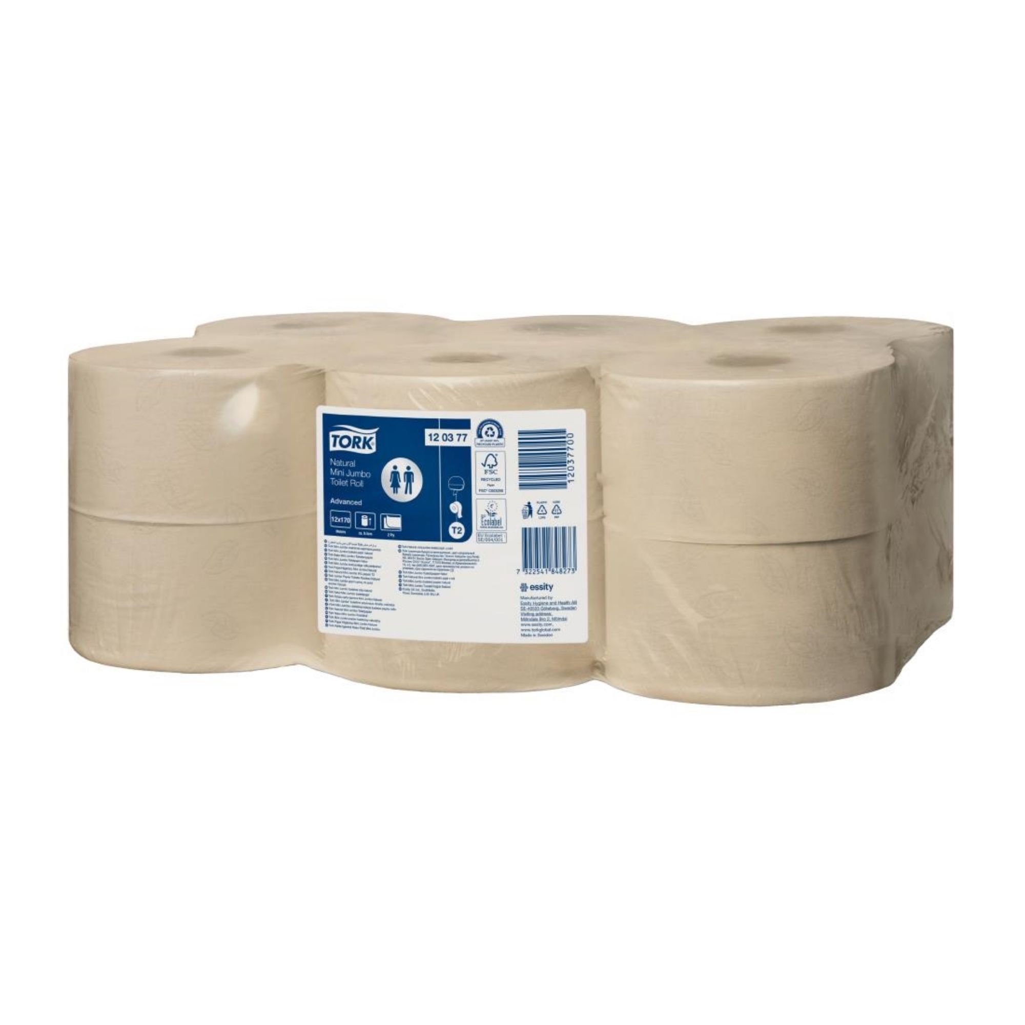 Picture of Tork Natural Mini Jumbo Toilet Roll Advanced T2 170m (12 pack) - HX959