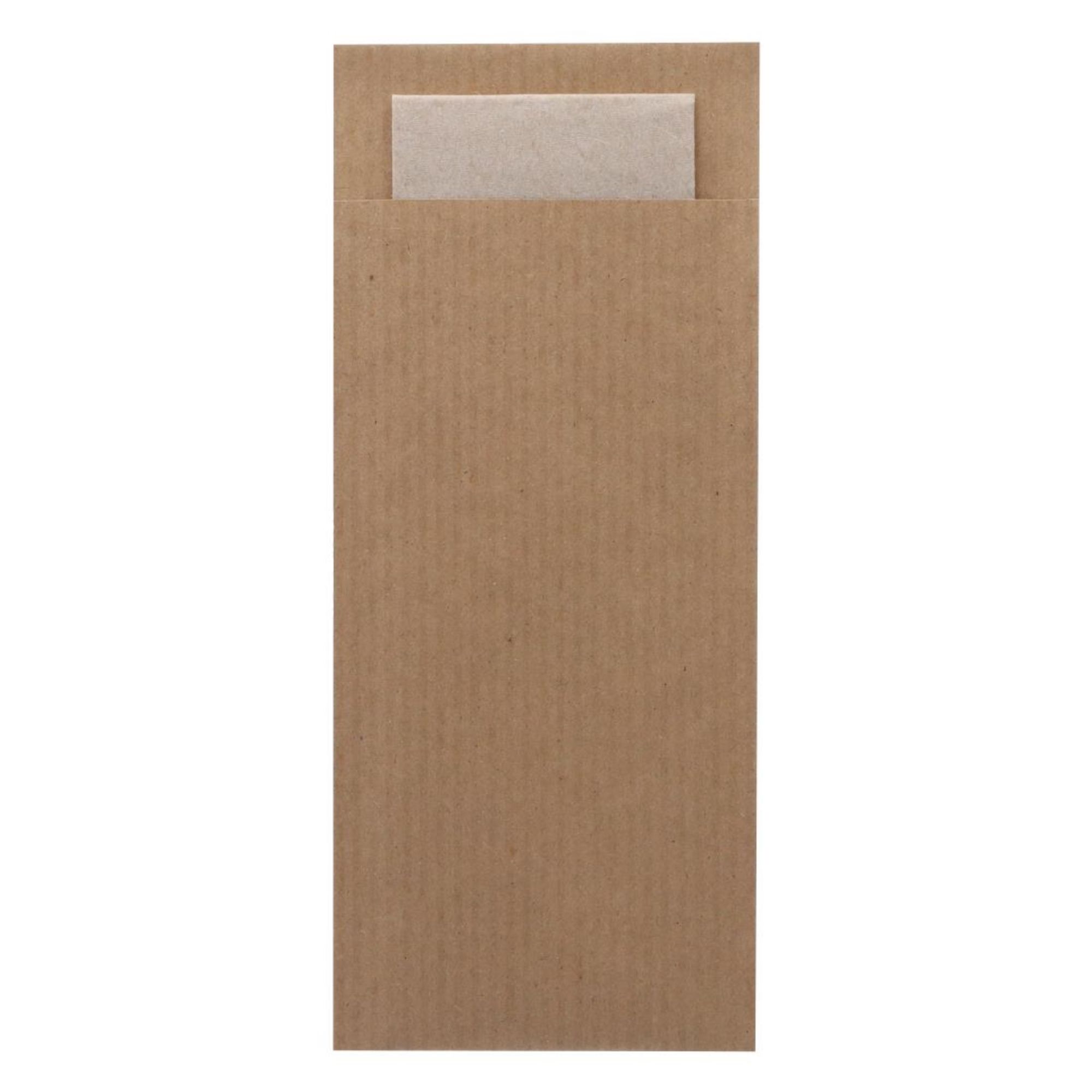 Picture of Europochette Classic Size Kraft Brown Cutlery Pouch with Kraft 2ply Napkin (500 pack) - HX970