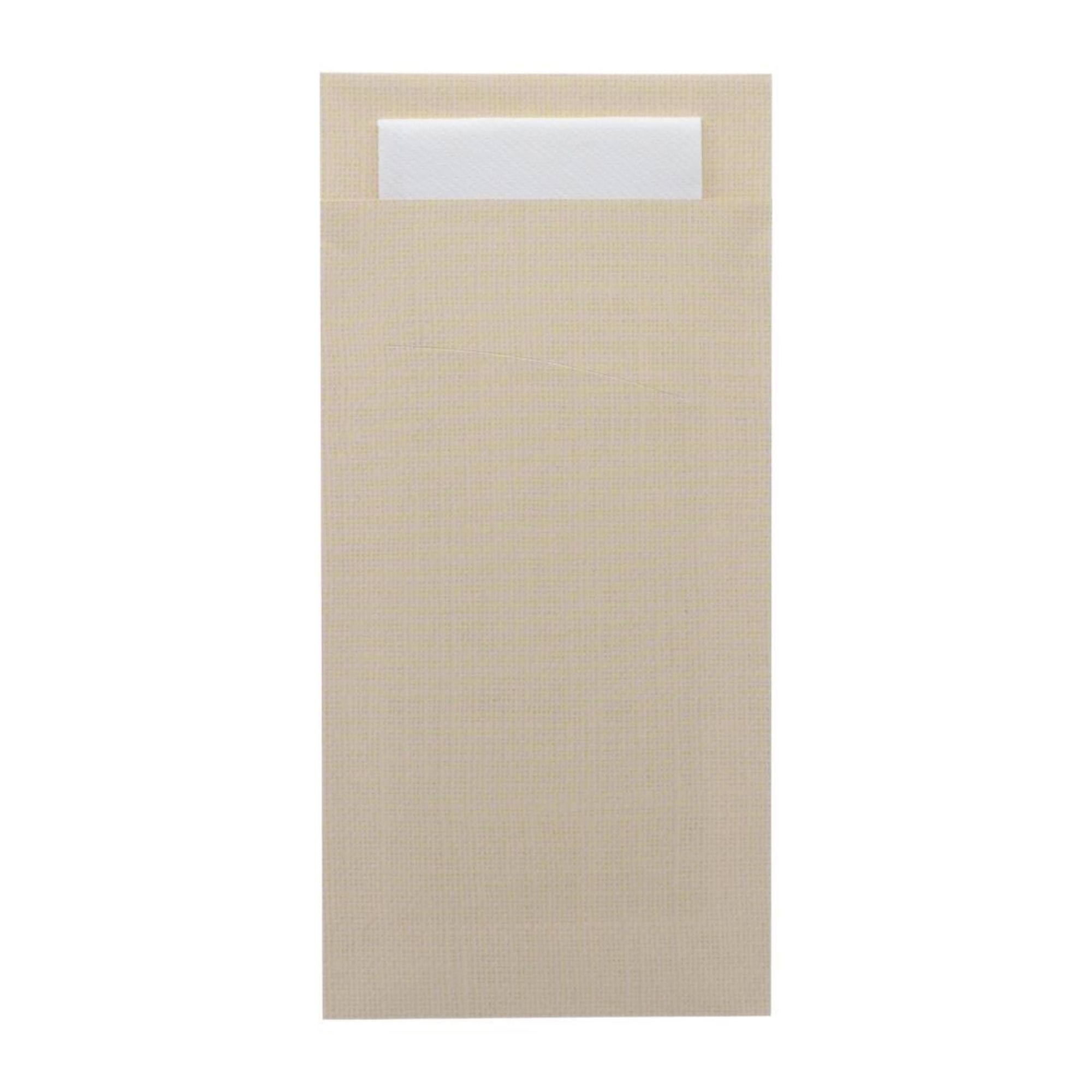 Picture of Europochette Extra Size Champagne Cutlery Pouch with White Airlaid Napkin (200 pack) - HX982