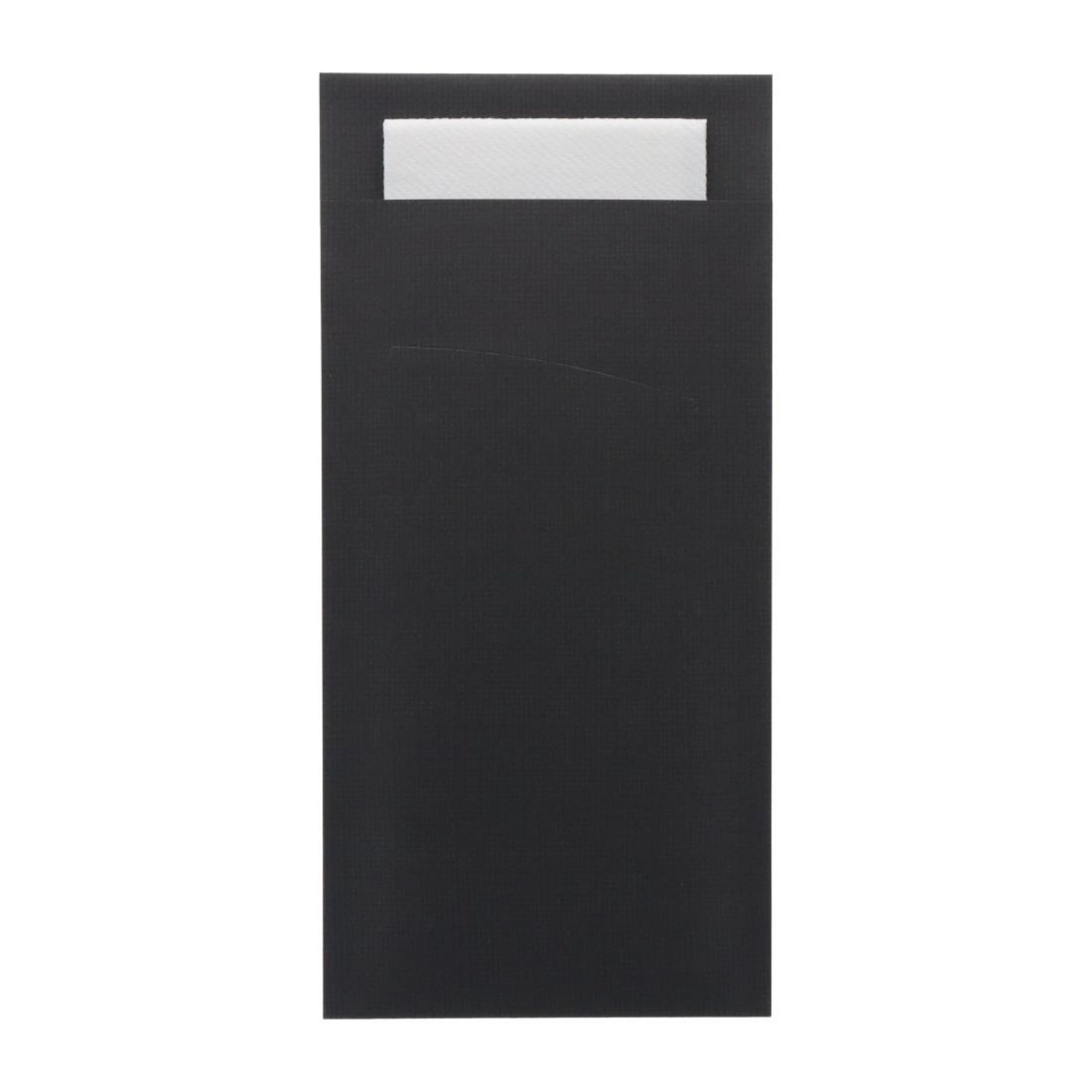 Picture of Europochette Extra Size Black Cutlery Pouch with White Airlaid Napkin (200 pack) - HX980