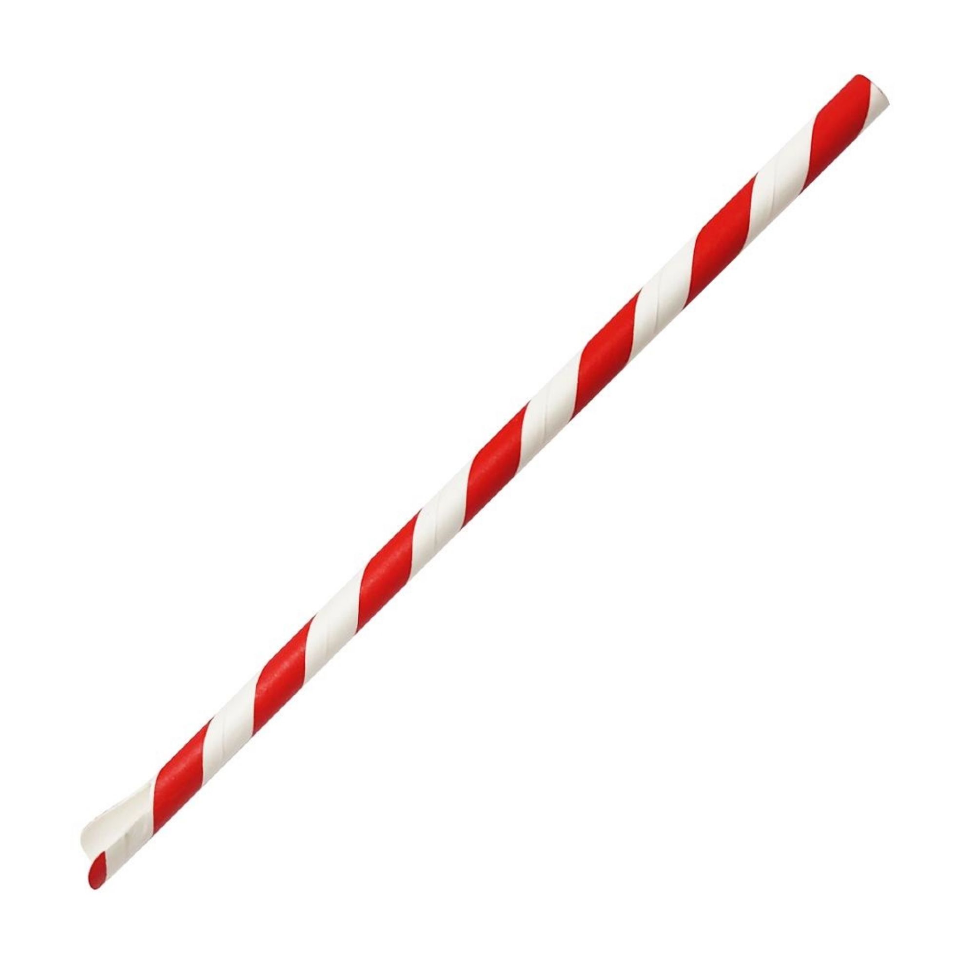Picture of Fiesta Compostable Paper Spoon Straw Red & White Stripe 210x8mm (250 Pack) - HU366