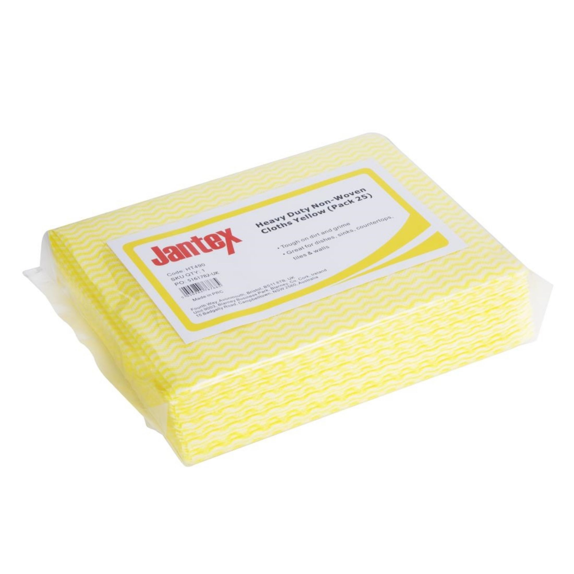 Picture of Jantex Heavy Duty Non-Woven Cloths Yellow (25 Pack) - HT490