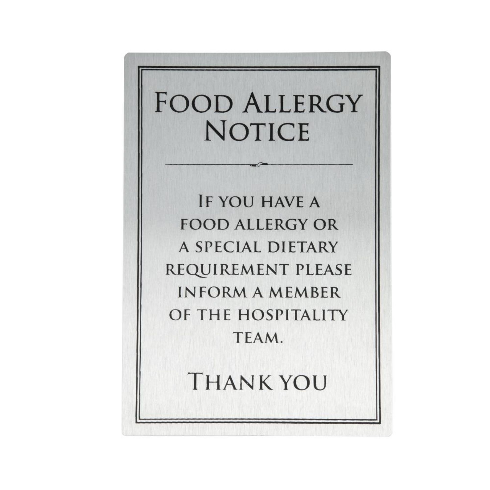 Picture of Vogue Brushed Steel Food Allergy Sign A5 - GM817