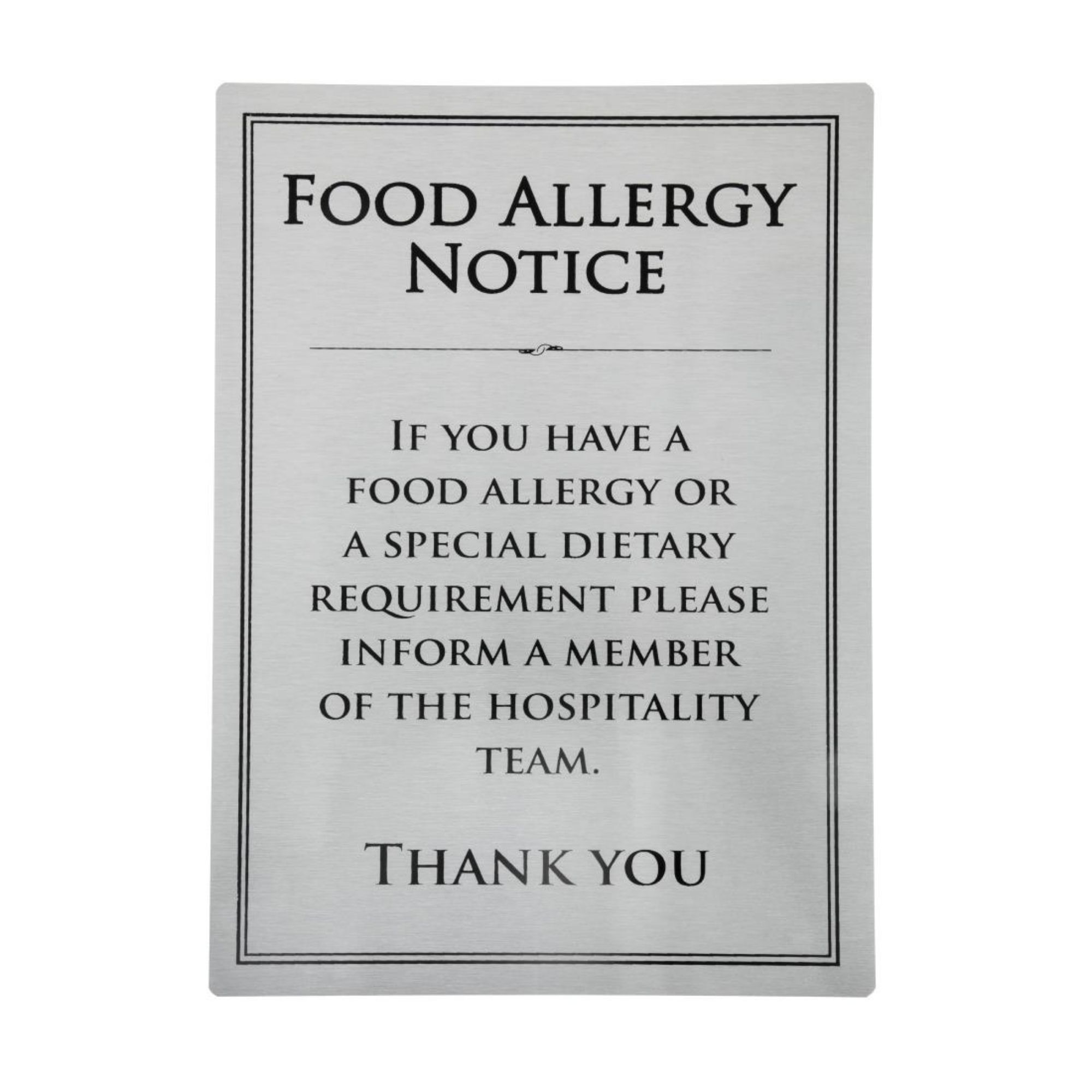 Picture of Vogue Brushed Steel Food Allergy Sign A4 - GM816