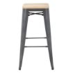 Picture of Bolero Bistro High Stools with Wooden Seat Pad Gun Metal (4 pack) - GM639