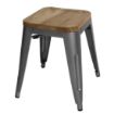 Picture of Bolero Bistro Low Stools with Wooden Seat Pad Gun Metal (4 pack) - GM636