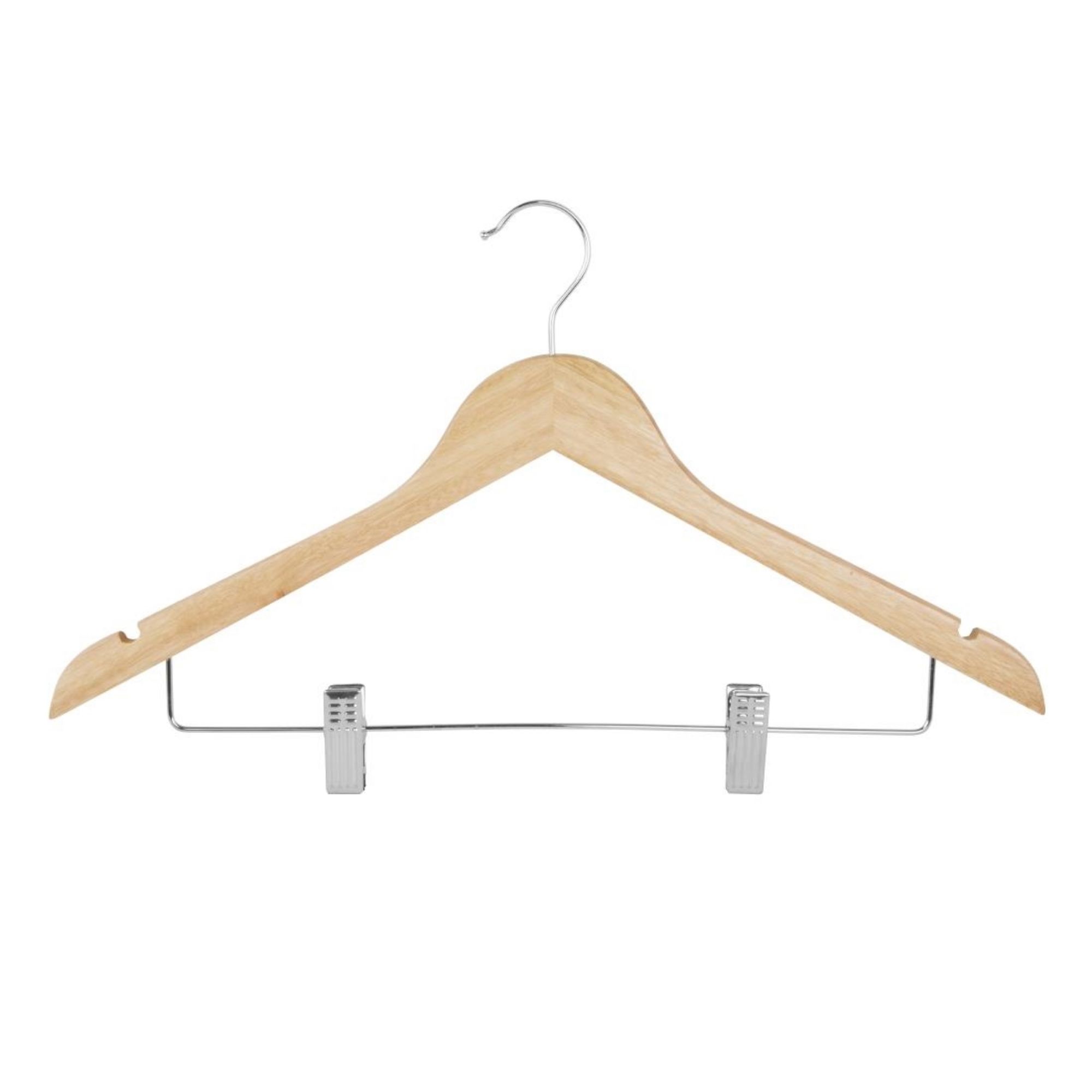 Picture of Bolero Wooden Hanger with Anti-Slip Clips (10 Pack) - FU396