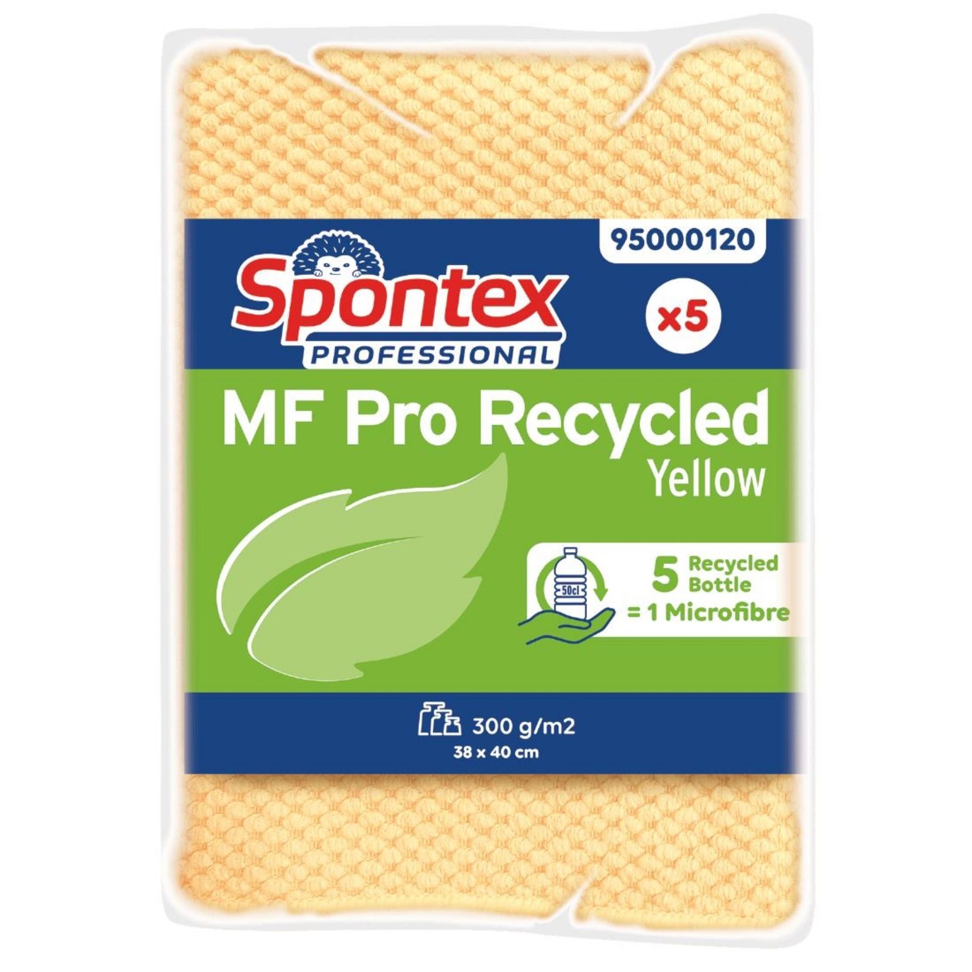 Picture of Spontex MF Pro Recycled Microfibre Cloth Yellow (5 pack) - FT635
