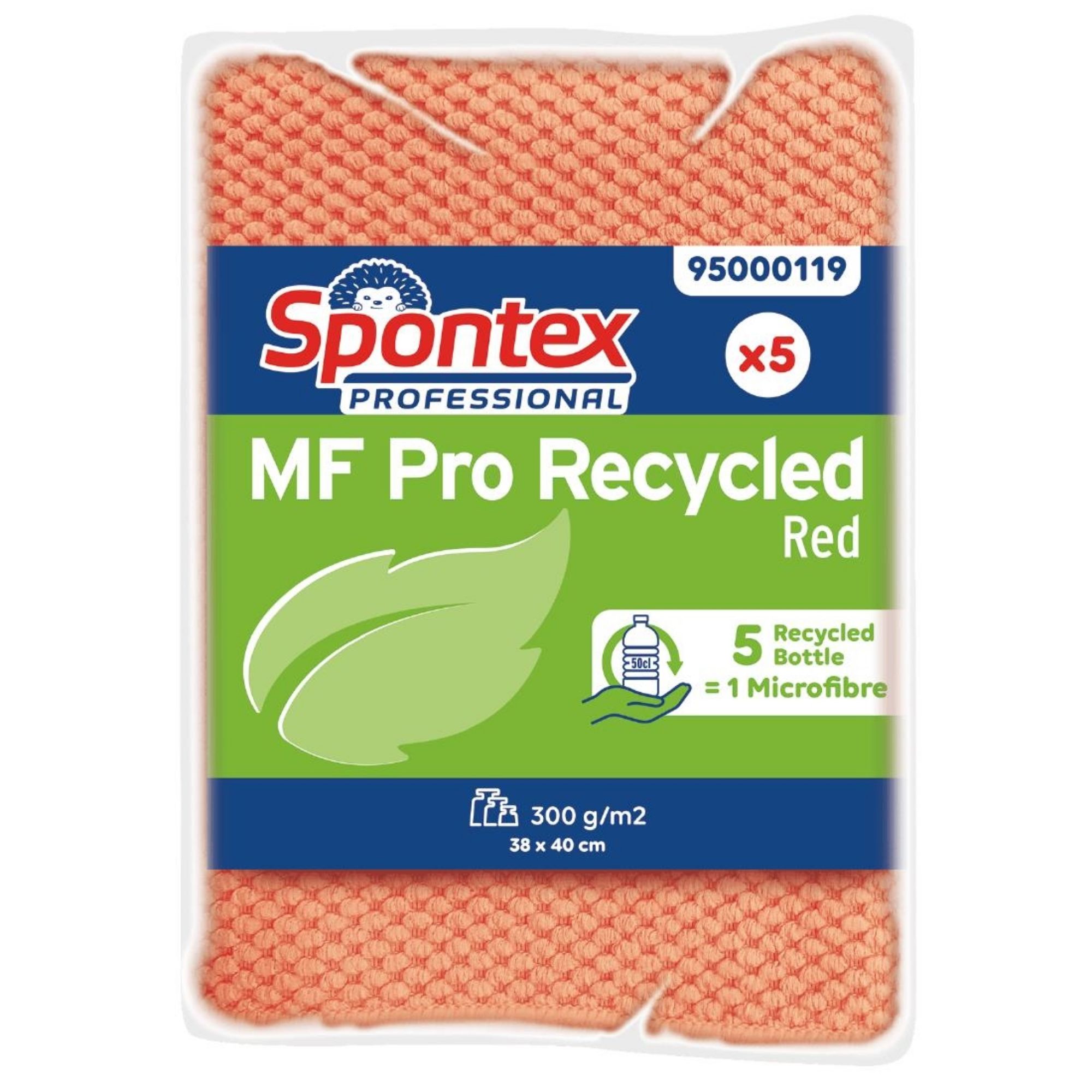 Picture of Spontex MF Pro Recycled Microfibre Cloth Red (5 Pack) - FT634
