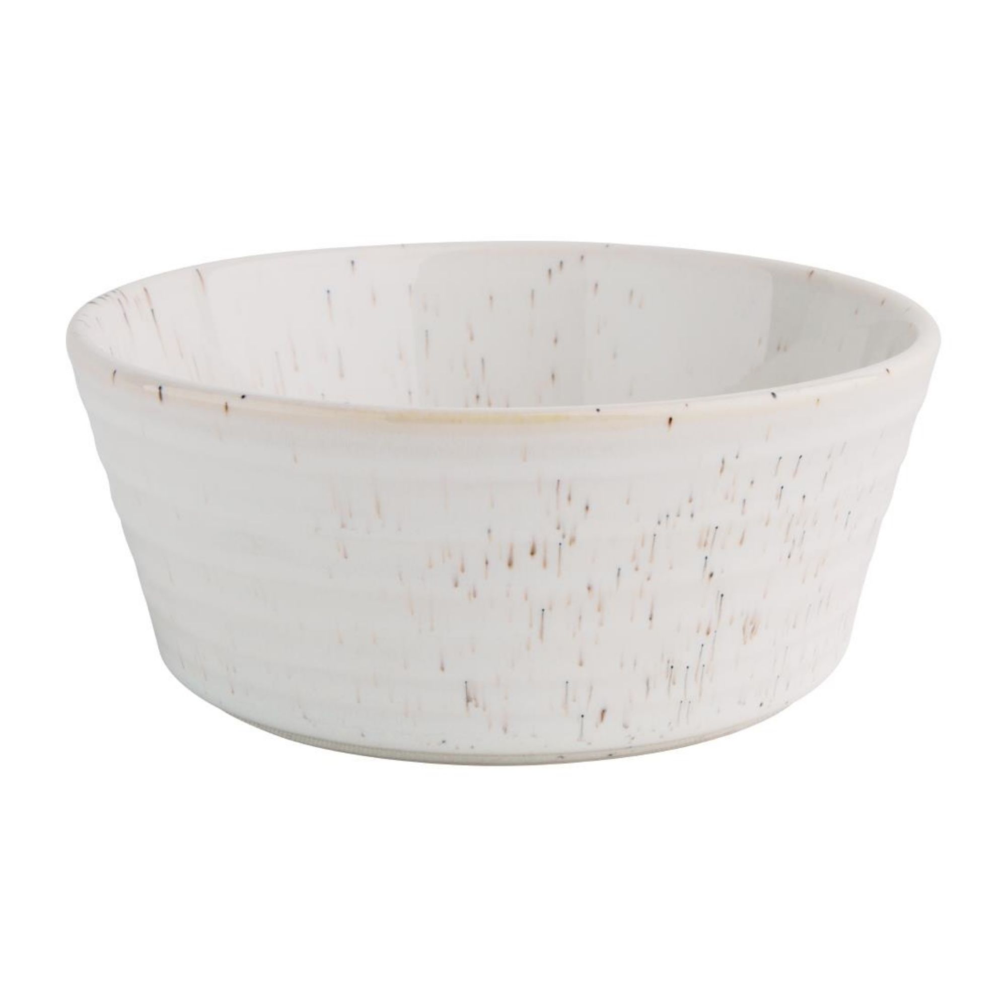 Picture of Olympia Cavolo Flat Round Bowls White Speckle 143mm (6 pack) - FD900