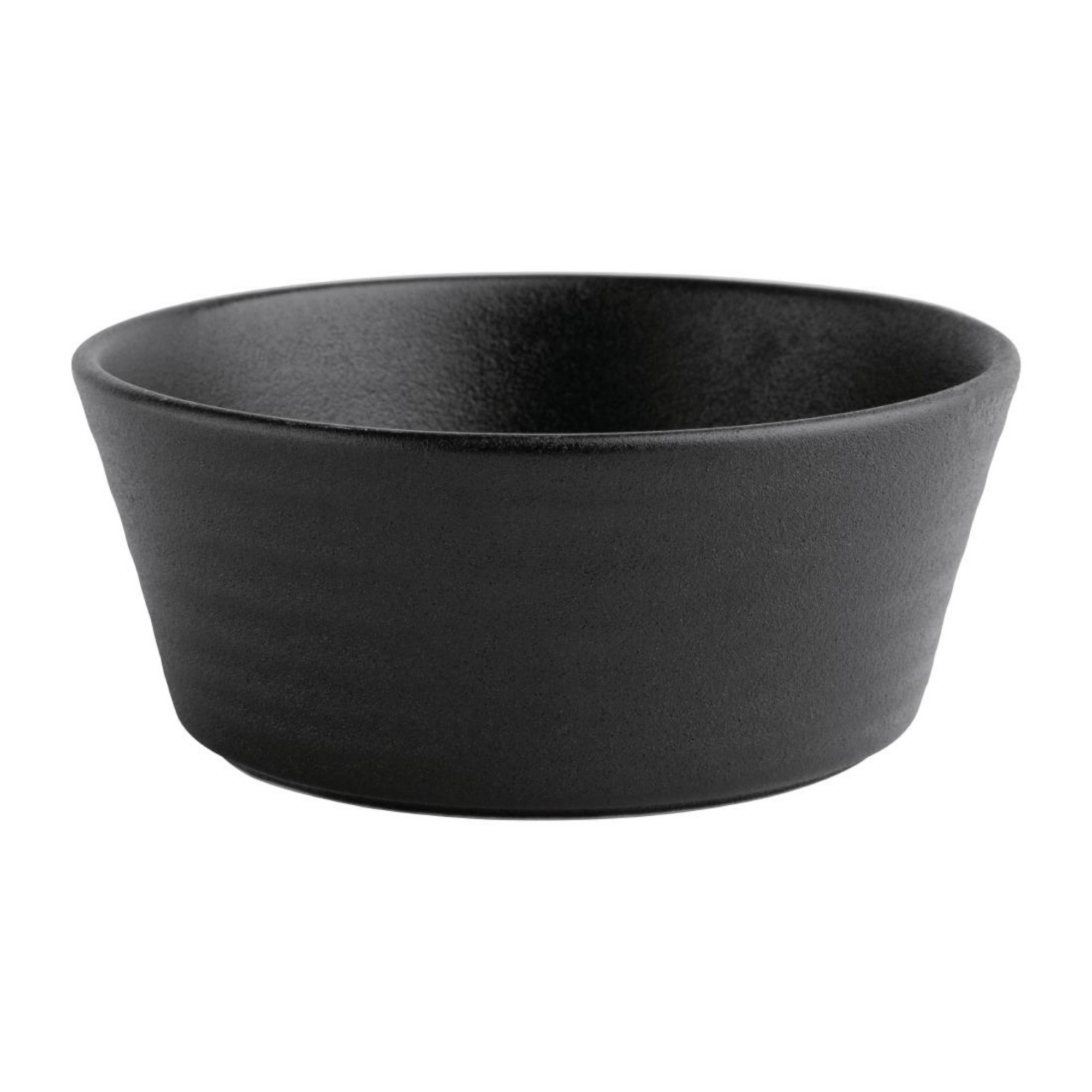 Picture of Olympia Cavolo Flat Round Bowls Textured Black 143mm (6 Pack) - FD906