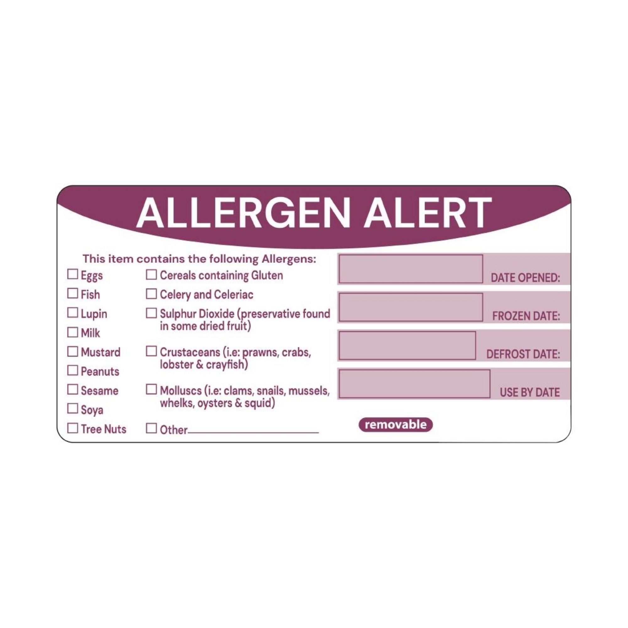 Picture of Hygiplas Removable Allergen Alert Food Labels (250 pack) - FC217