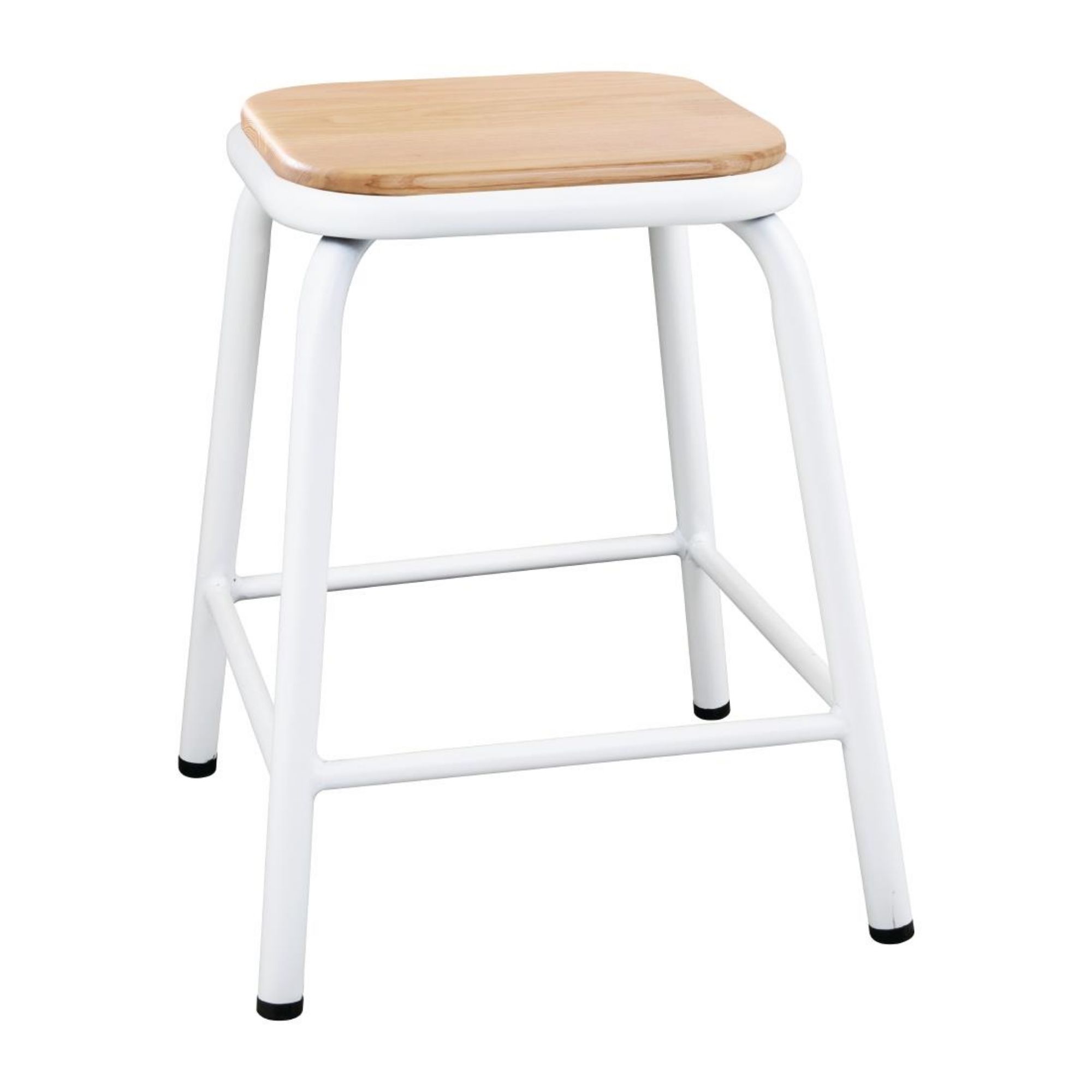 Picture of Bolero Cantina Low Stools with Wooden Seat Pad White (4 pack) - FB933
