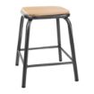 Picture of Bolero Cantina Low Stools with Wooden Seat Pad Metallic Grey (4 pack) - FB930