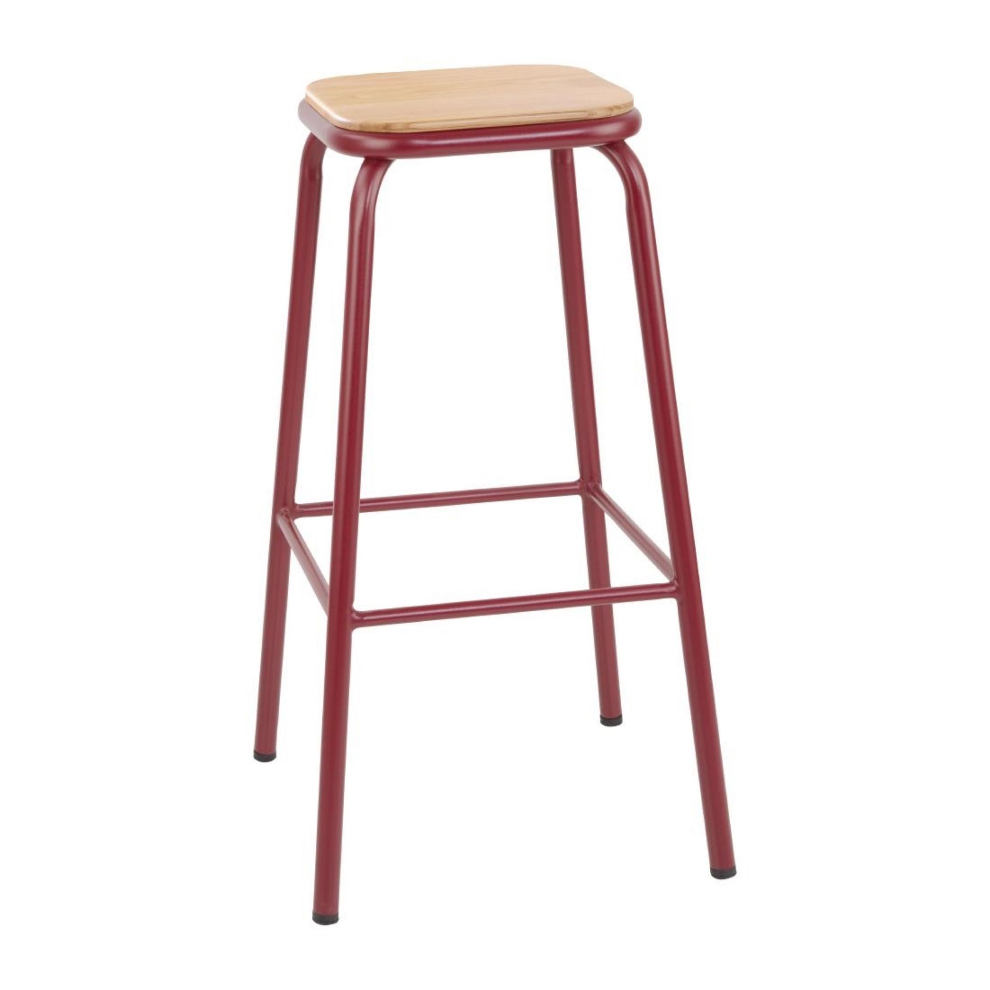 Picture of Bolero Cantina High Stools with Wooden Seat Pad Wine Red (4 pack) - FB937