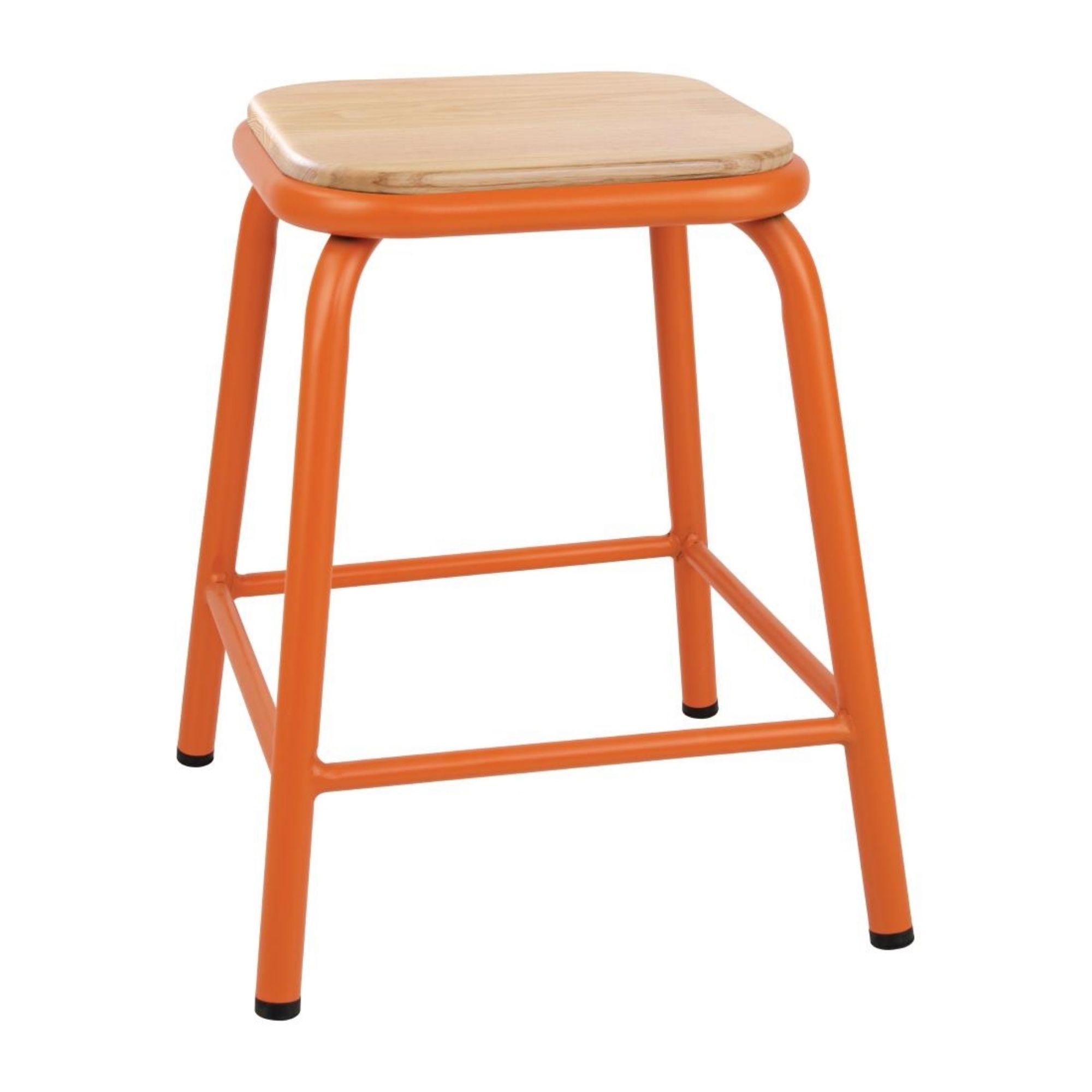 Picture of Bolero Cantina Low Stools with Wooden Seat Pad Orange (4 pack) - FB934