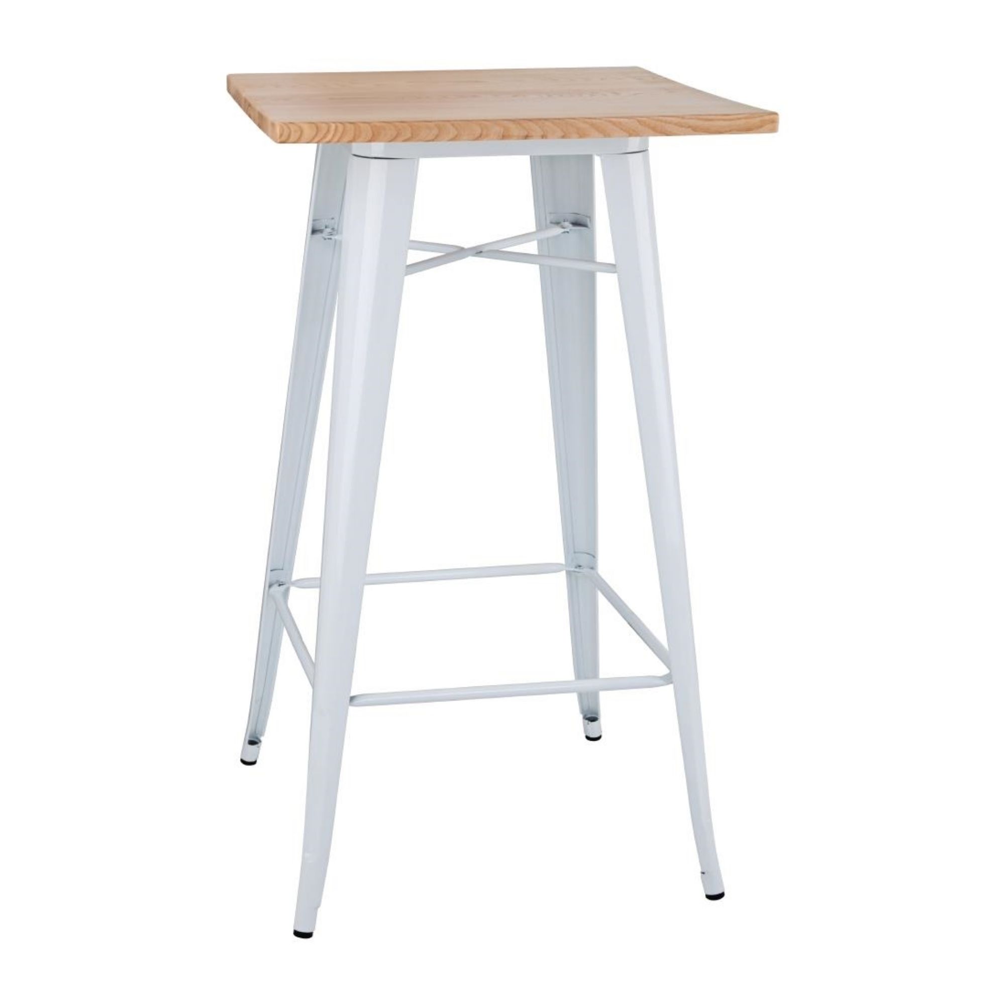 Picture of Bolero Bistro Bar Table with Wooden Top White (Single) - FB597