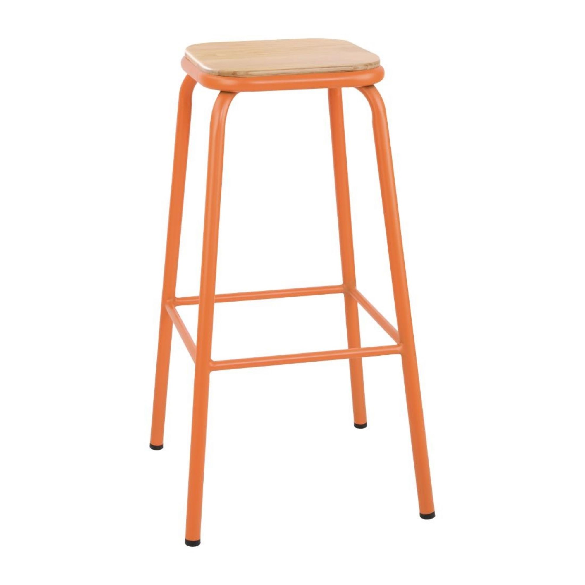 Picture of Bolero Cantina High Stools with Wooden Seat Pad Orange (4 pack) - FB940