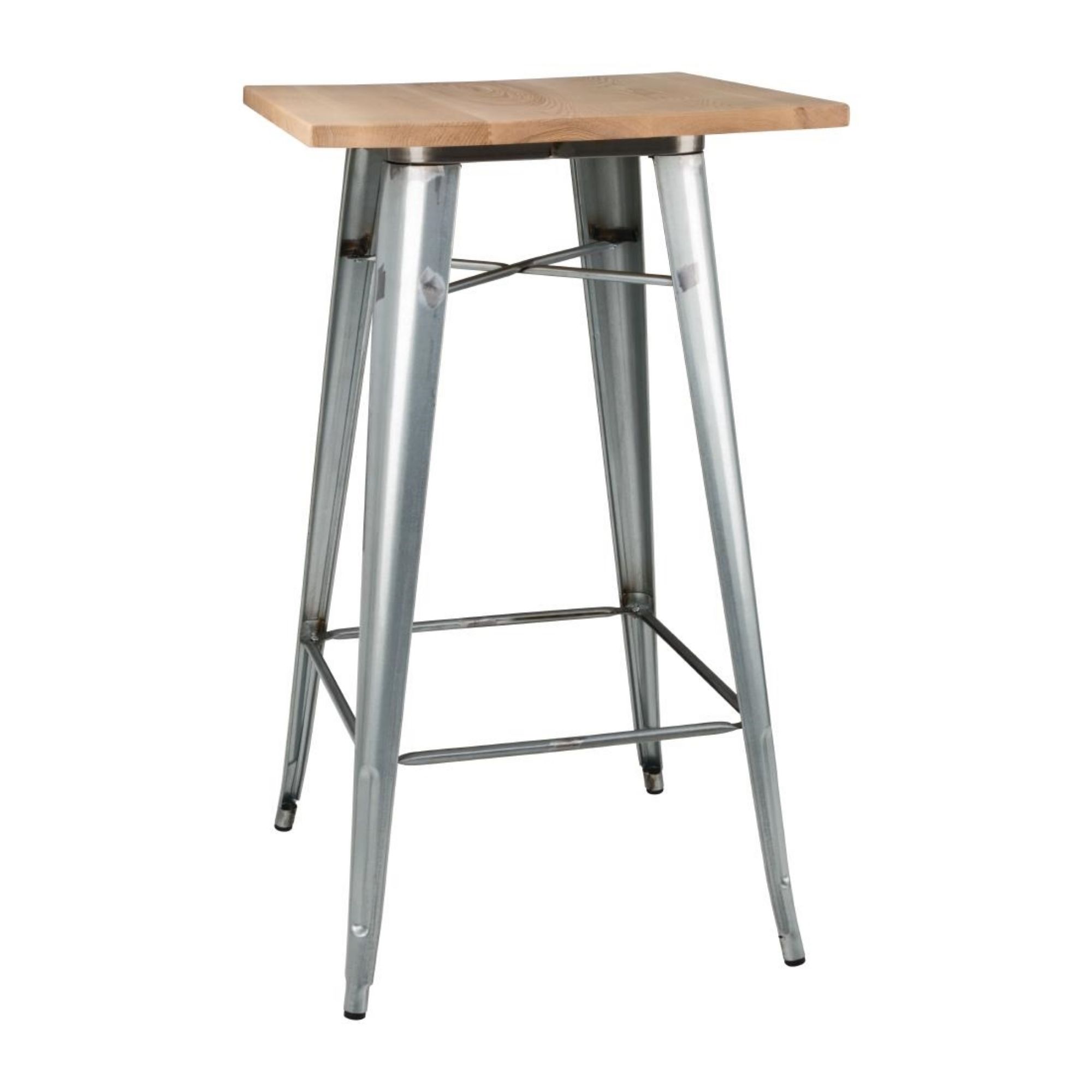Picture of Bolero Bistro Bar Table with Wooden Top Galvanised Steel (Single) - FB599