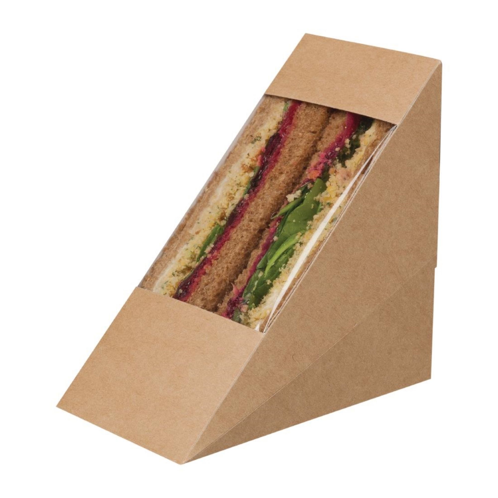 Picture of Colpac Zest Compostable Kraft Sandwich Wedges With Cellulose Window (500 pack) - FA390
