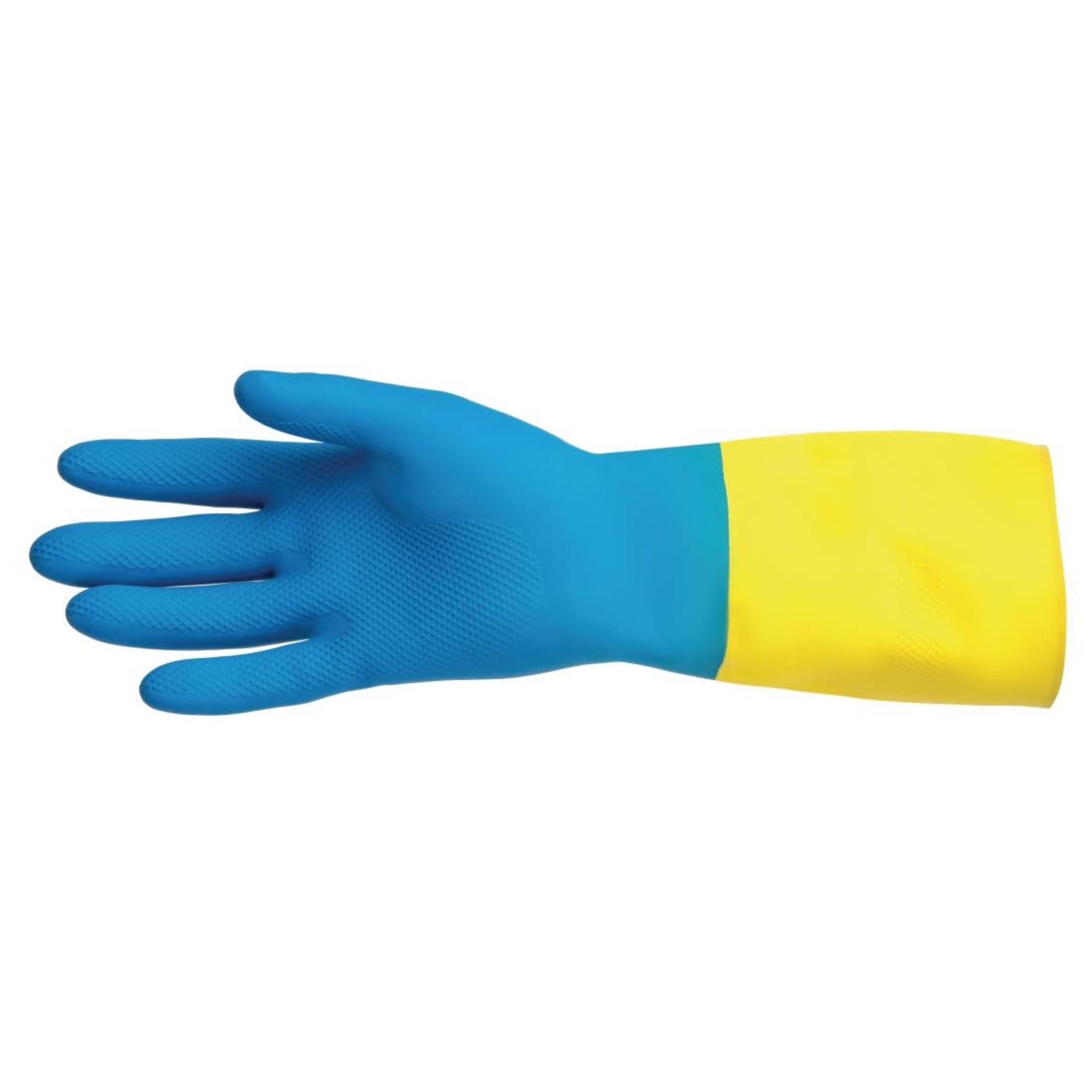 Picture of Mapa Alto 405 Liquid-Proof Heavy-Duty Janitorial Gloves Blue & Yellow Small - FA296-S