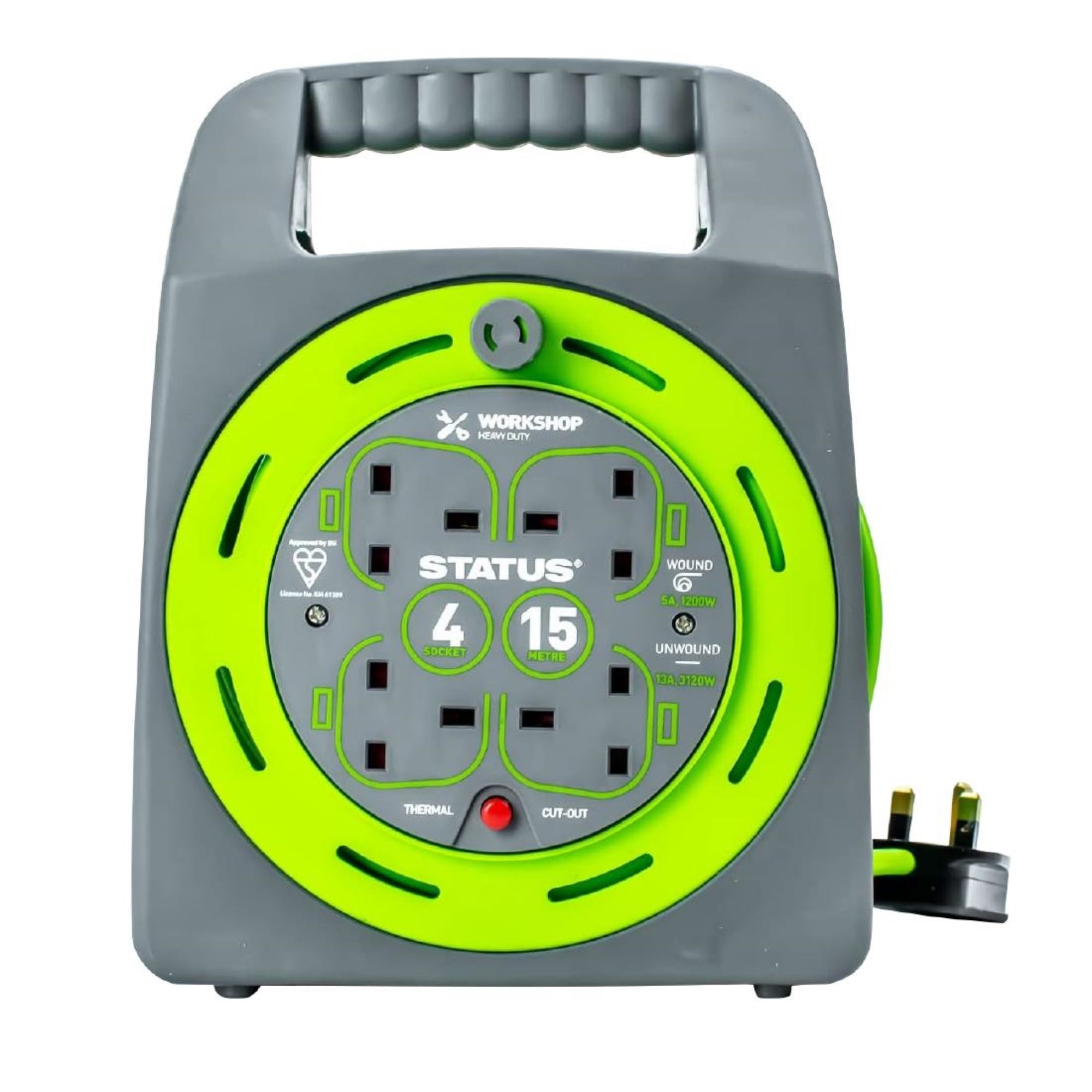 Picture of Status 4 Socket Handbag Cable Reel with Thermal Cut Out 13Amp 15m - DZ473