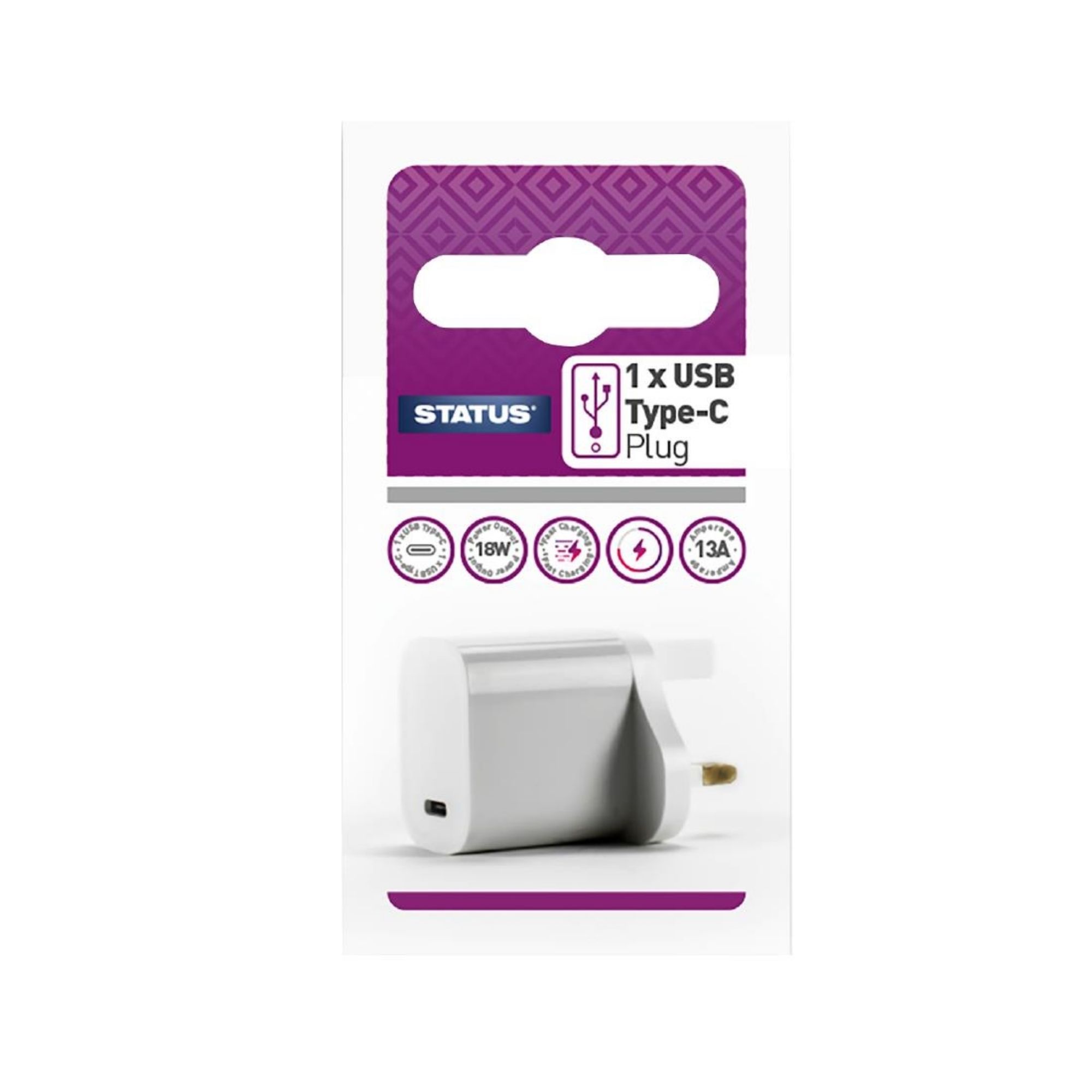 Picture of Status 1 Port USB-C Power Adapter White - DZ478