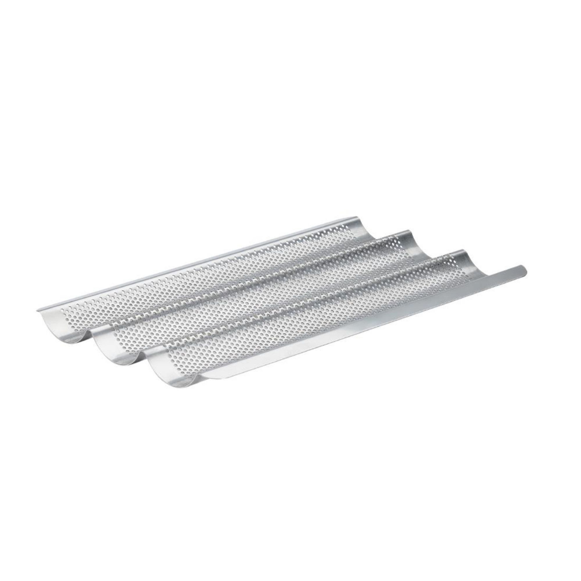 Picture of De Buyer Perforated Baguette Baking Tray Stainless Steel 245x400mm (3 Pack) - DZ727