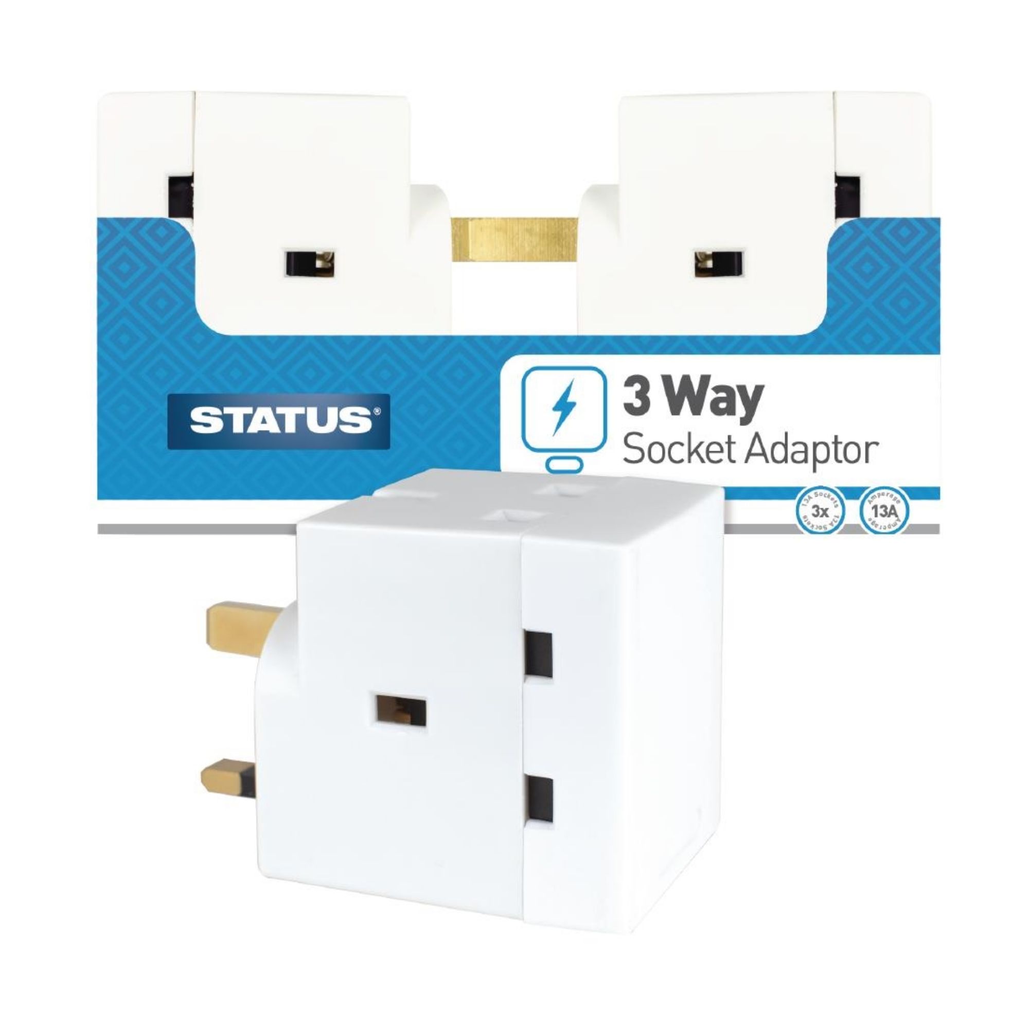 Picture of Status 3 Way Fused Plug Adapter White - DZ476