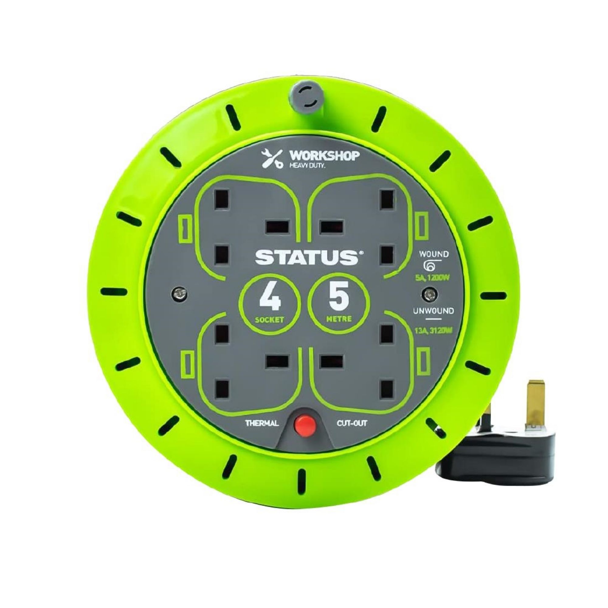 Picture of Status 4 Socket Cable Reel with Thermal Cut Out 13Amp 5m - DZ472
