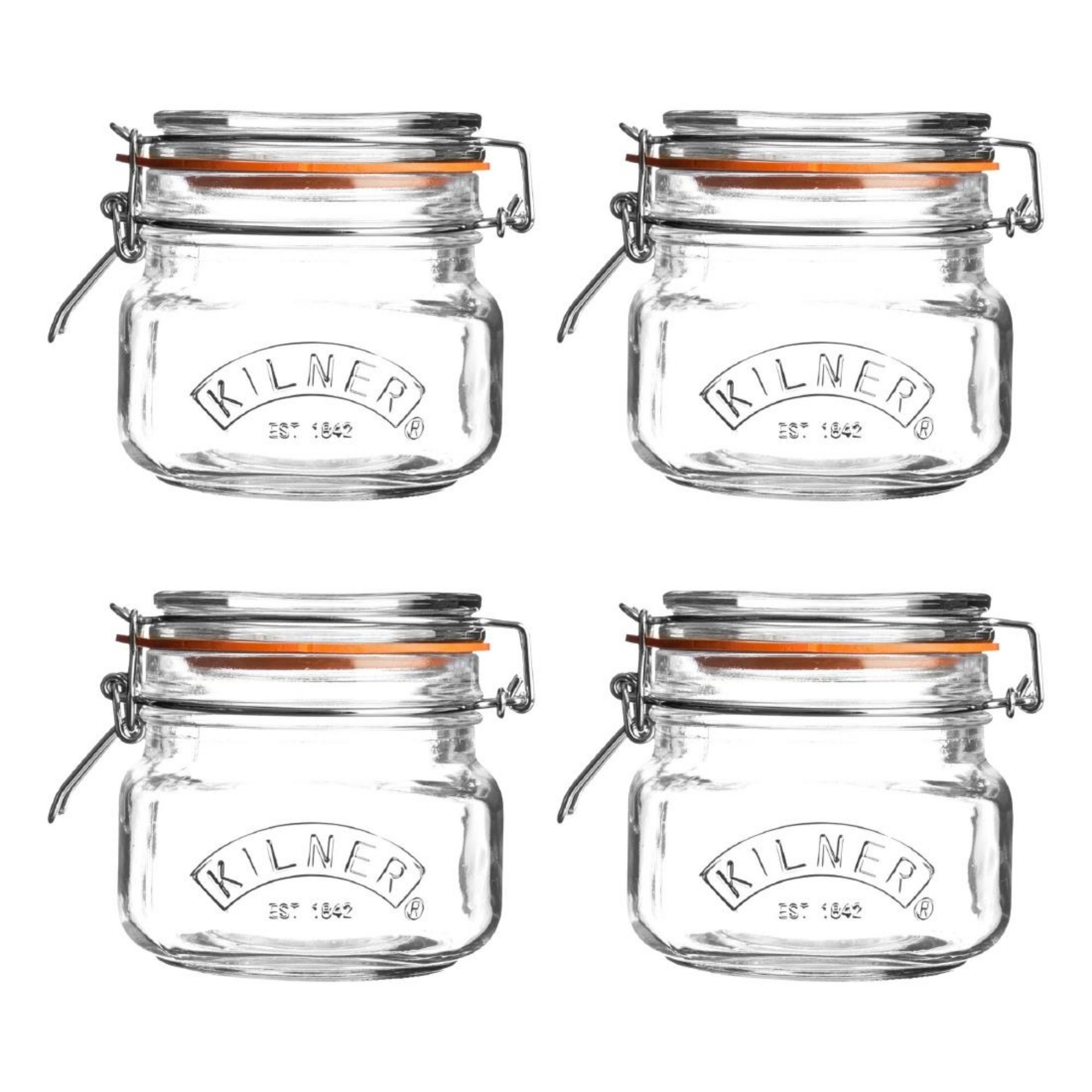 Picture of Kilner Square Clip Top Jar 0.5Ltr (4 Pack) - DX961
