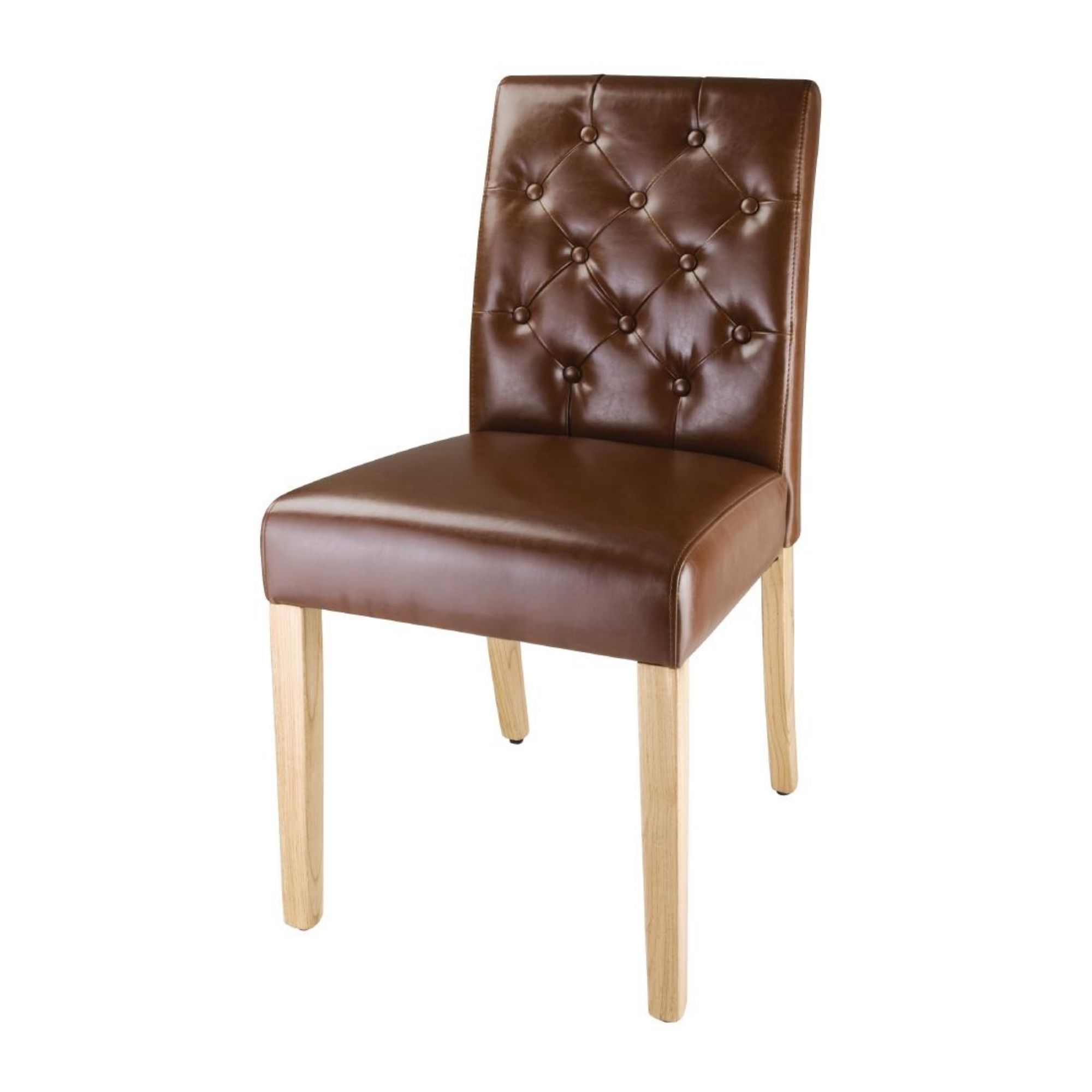 Picture of Bolero Chiswick Button Dining Chairs Tan Leather (2 pack) - DT699